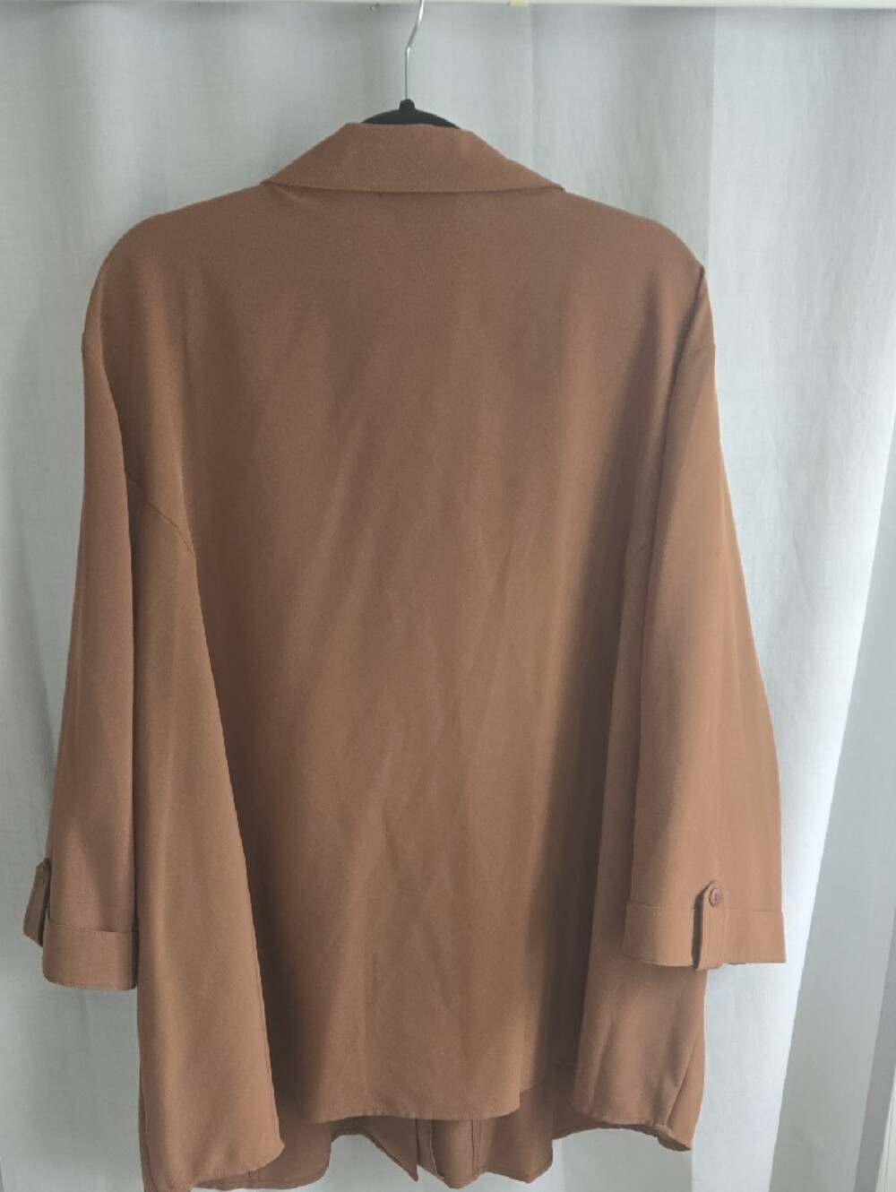 Maggie Barnes Caramel Brown Collared Button Shirt - Picture 11 of 14